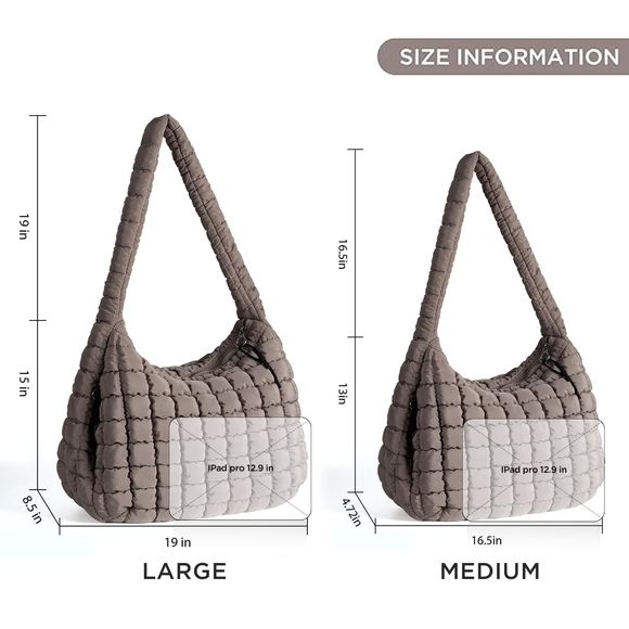 Puffer Tote Bag Large Quilted Tote Bag Quilted Carryall Bag Soft UwU - Picture 6 of 7